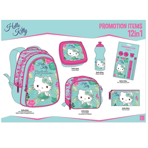 ست 12 در 1 کوله پشتی 46 سانتی هلو کیتی Hello Kitty مدل Promotion Items 12 in 1 - Hello Kitty